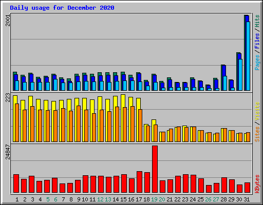 Daily usage for December 2020