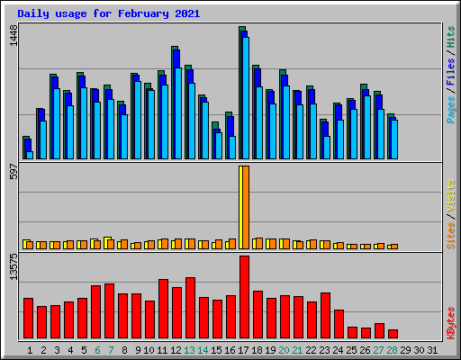 Daily usage for February 2021