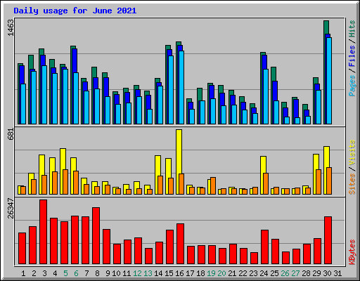 Daily usage for June 2021