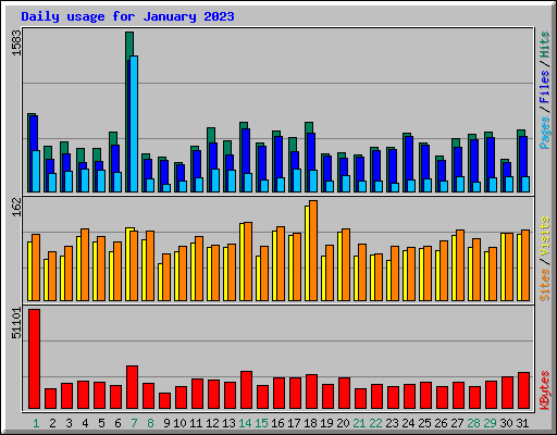 Daily usage for January 2023